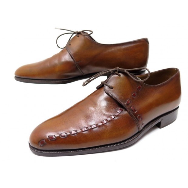 CHAUSSURES BERTLUTTI DERBIES 6.5 40.5 EN CUIR MARRON SHOES BROWN LEATHER 1580*