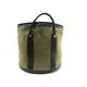 SAC DE PLAGE HERMES 35 ROND EN TOILE KAKI & CUIR