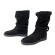 NEUF CHAUSSURES LOUIS VUITTON SNOWY 40 BOTTES FLAT FOURREES NOIR SHOES 1065