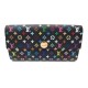 NEUF PORTEFEUILLE LOUIS VUITTON SARAH 19CM MULTICOLORE EN CUIR NOIR WALLET 625 