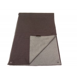 NEUF ECHARPE HERMES ALLER-RETOUR CACHEMIRE & SOIE TAUPE MARRON REVERSIBLE 465 