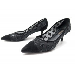 CHAUSSURES LOUIS VUITTON ESCARPINS NIGHT CALL 38.5 DAIM SEQUINS NOIR SHOES 790€