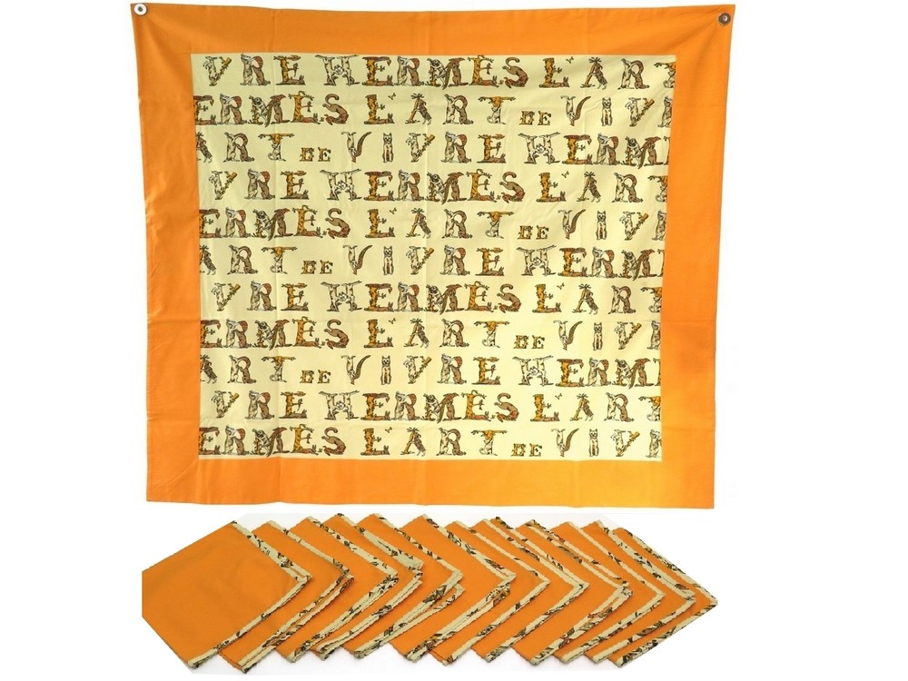 Lot De 3 Serviettes De Table Hermès 100% Coton - Thème Paris - Occasion