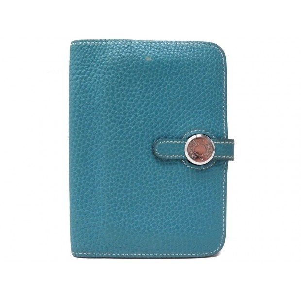 PORTEFEUILLE HERMES DOGON PM CUIR TAURILLON BLEU