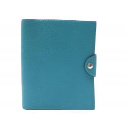 COUVERTURE DE CAHIER HERMES ULYSSE PM PORTE BLOC NOTE EN CUIR TOGO BLEU 189€