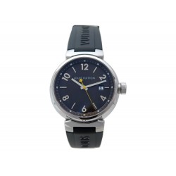 NEUF MONTRE LOUIS VUITTON TAMBOUR Q1111 QUARTZ EN ACIER NOIR STEEL WATCH 3250€