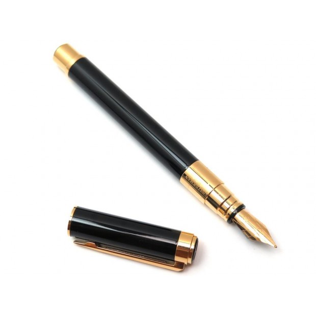 NEUF STYLO A PLUME WATERMAN PERSPECTIVE LAQUE NOIR & PLAQUE OR FEATHER PEN 170€