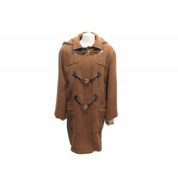 MANTEAU HERMES L 40 FEMME EN LAINE MARRON CROCHETS BROWN WOOL COAT WOMAN 3800 