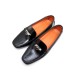 NEUF CHAUSSURES HERMES MOCASSINS 38.5 MEDOR CUIR NOIR VERNI LOAFER BLACK SHOES