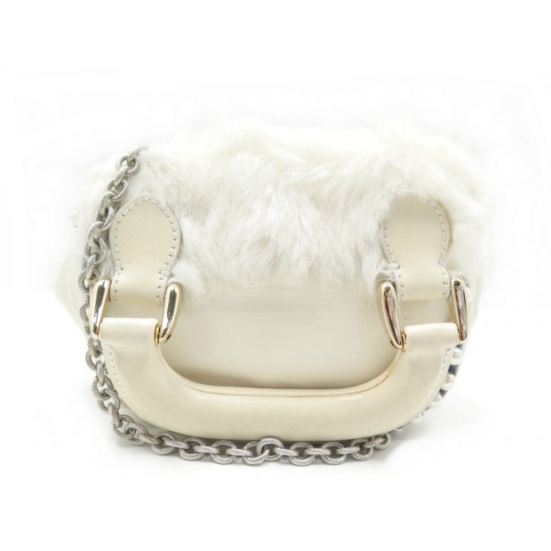 SAC A MAIN FENDI FOURRUE BLANC CUIR 