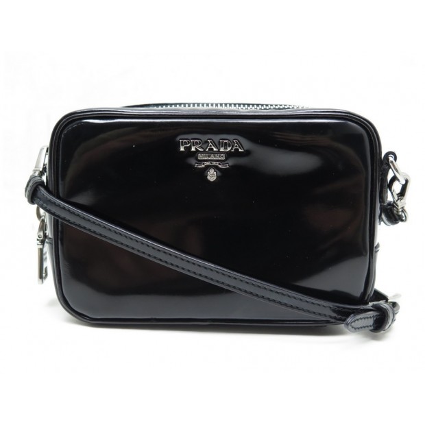 NEUF SAC A MAIN PRADA MIDNIGHT BLACK 1BA014 20CM EN TOILE CUIR NOIR PURSE 1700