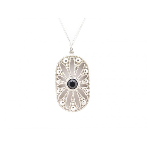 NEUF COLLIER TIFFANY THE GREAT GATSBY PENDENTIF ARGENT ONYX PERLES NECKLACE 495€