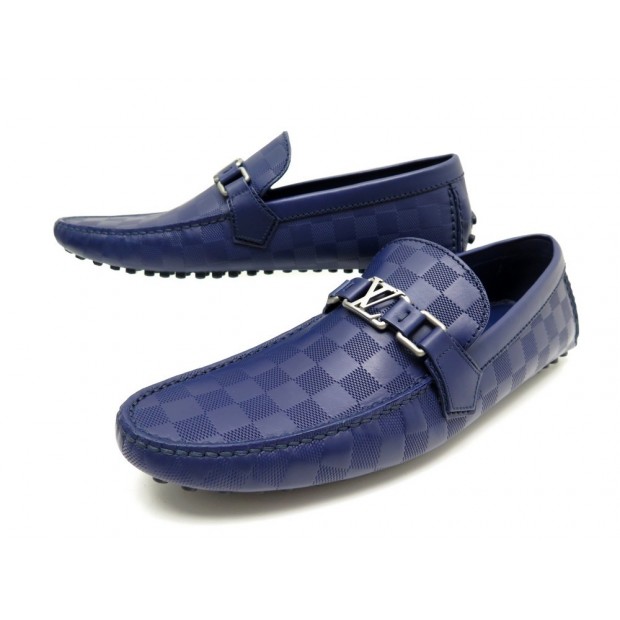 NEUF CHAUSSURES LOUIS VUITTON MOCASSINS HOCKENHEIM 10 44 CUIR DAMIER SHOES 490€