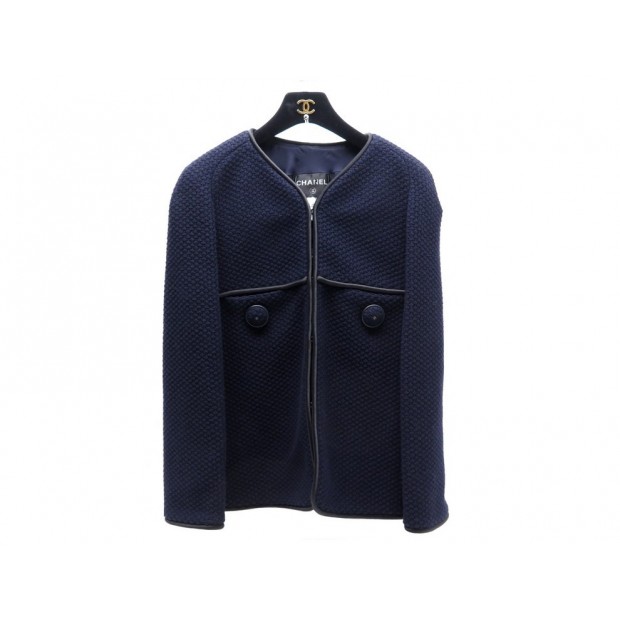 NEUF VESTE CHANEL P52350 T36 S EN TWEED BLEU MARINE LAINE BLUE WOOL JACKET 4200€