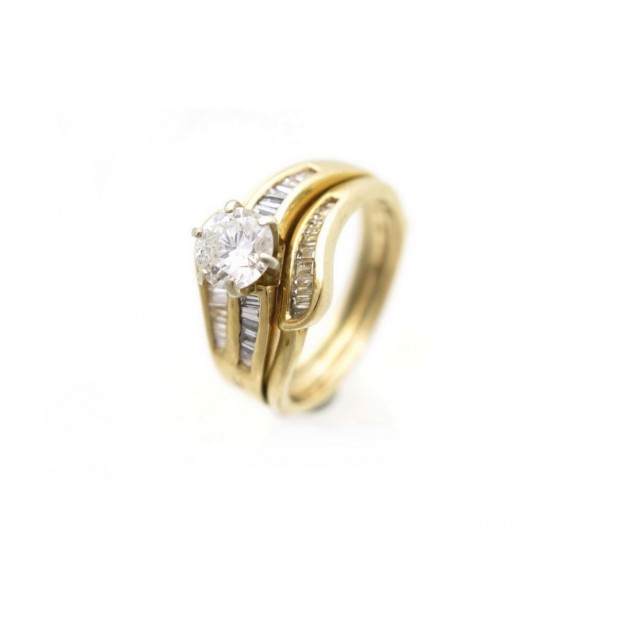 VINTAGE BAGUE SOLITAIRE DIAMANT 1 CT EN OR JAUNE 14K 7 GR DIAMONDS GOLD RING