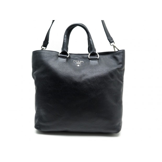 NEUF SAC A MAIN PRADA BN1713 CABAS SHOPPING CUIR NOIR BANDOULIERE TOTE BAG 2200€