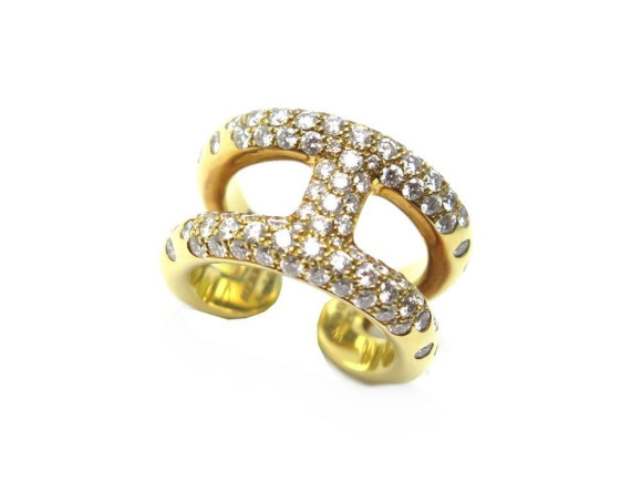 bague hermes osmose t 52 en or jaune 18k 84 diamants