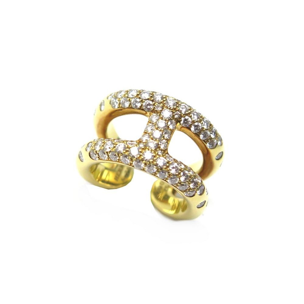 bague hermes osmose t 52 en or jaune 18k 84 diamants