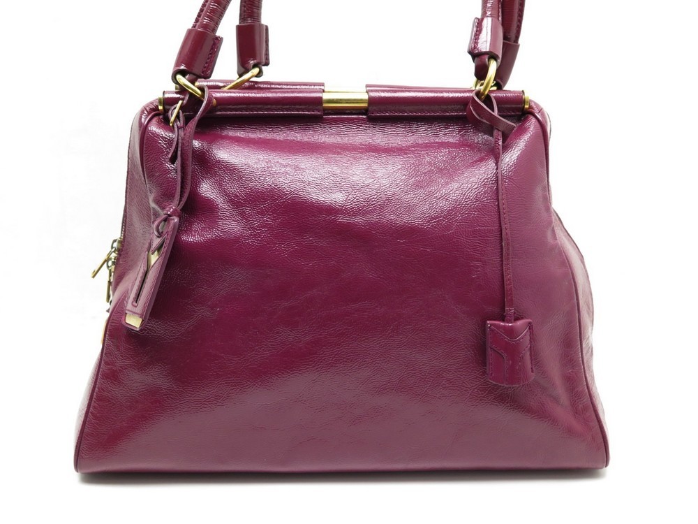 Yves Saint Laurent Black Patent Majorelle Bag Handbag Satchel For