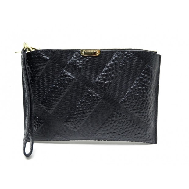 NEUF SAC POCHETTE A MAIN BURBERRY CUIR NOIR SMALL HAND BAG CLUTCH PURSE 590€