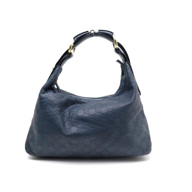 SAC A MAIN GUCCI HOBO 115867 MONOGRAMME GG CUIR GUCCISSIMA BLEU HAND BAG 1615€