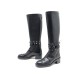 NEUF BOTTES CAVALIERES CHANEL G32251 40.5 AJOUREES A LACET CUIR NOIR BOOTS 1730€