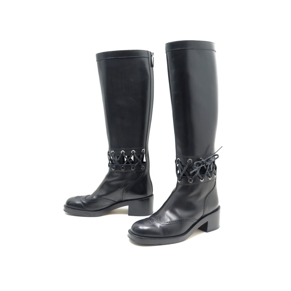 bottes cavalieres chanel g32251  ajourees a