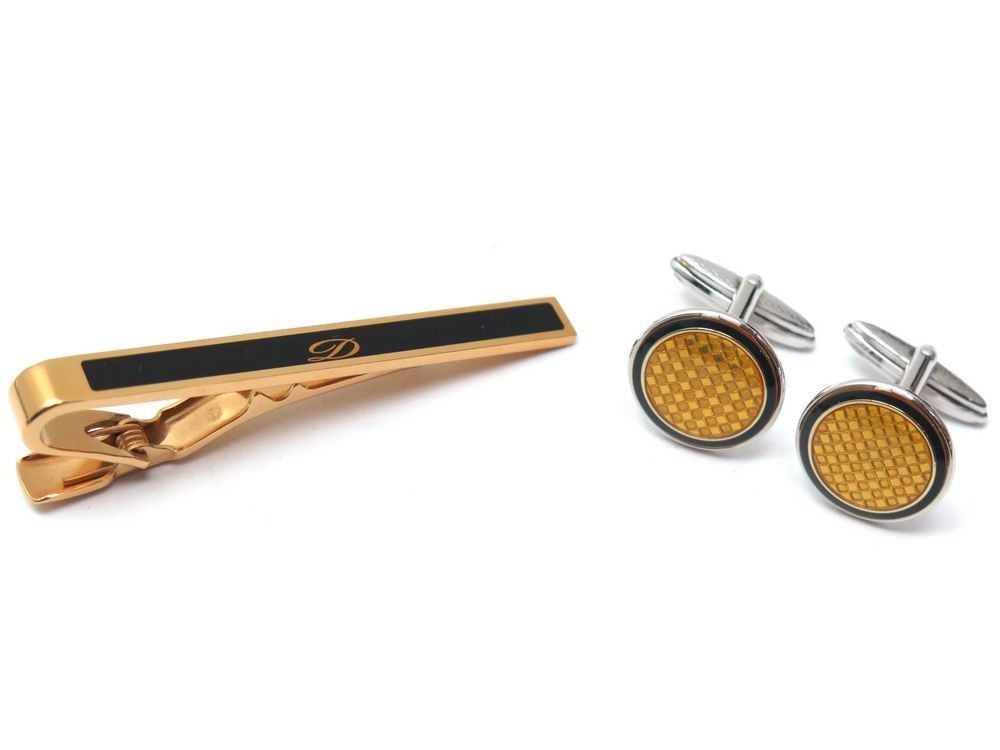 dunhill Dunhill Moderniste Solide Argent Plaqué Or Boutons Manchette Tout Neuf 