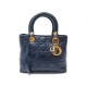 SAC A MAIN CHRISTIAN DIOR LADY 24 CM EN CUIR MATELASSE BLEU BANDOULIERE 