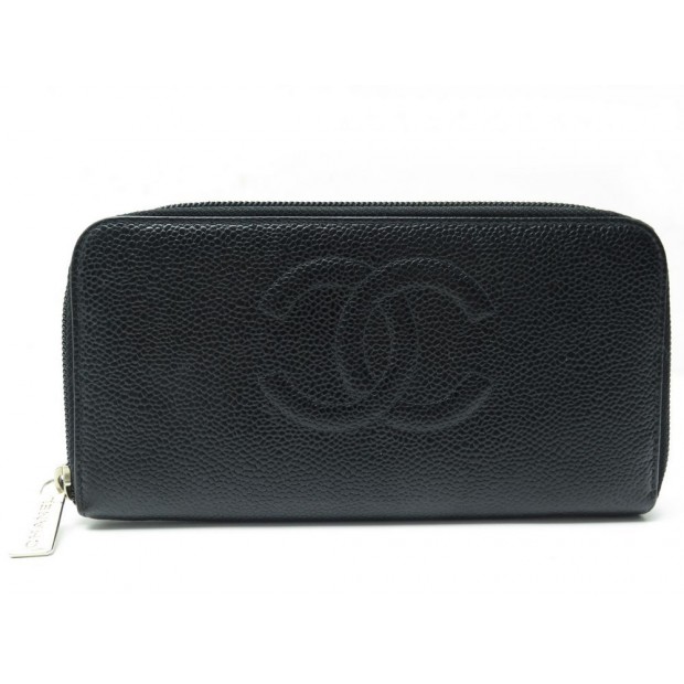 GRAND PORTEFEUILLE CHANEL EN CUIR CAVIAR NOIR 1 2