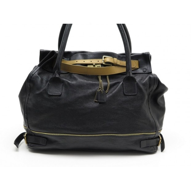 SAC A MAIN CHLOE MARLOW LARGE GM EN CUIR NOIR LIEN MARRON HAND BAG PURSE 1800€