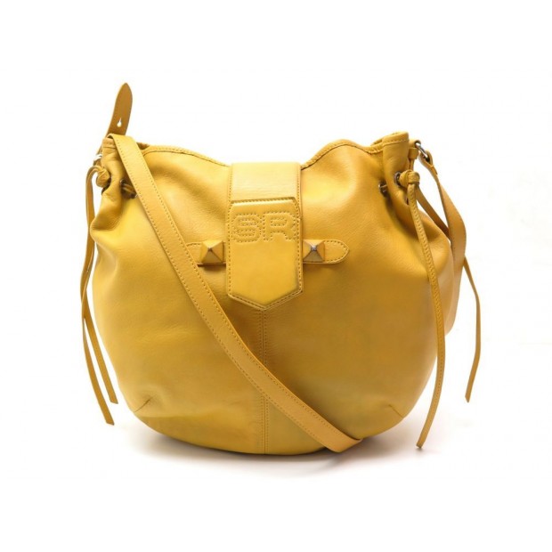 SAC A MAIN SONIA RYKIEL 38CM EN CUIR JAUNE HAND BAG YELLOW LEATHER PURSE 690