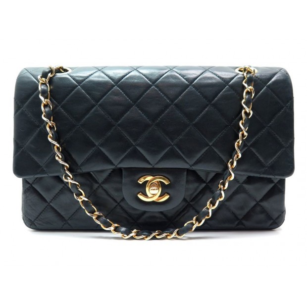 SAC A MAIN CHANEL TIMELESS 2.55 CUIR MATELASSE NOIR HAND BAG BLACK PURSE 4490