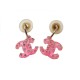 BOUCLES D'OREILLES CHANEL EN PLASTIQUE ROSE STRASS COLORES PINK EARRINGS 320