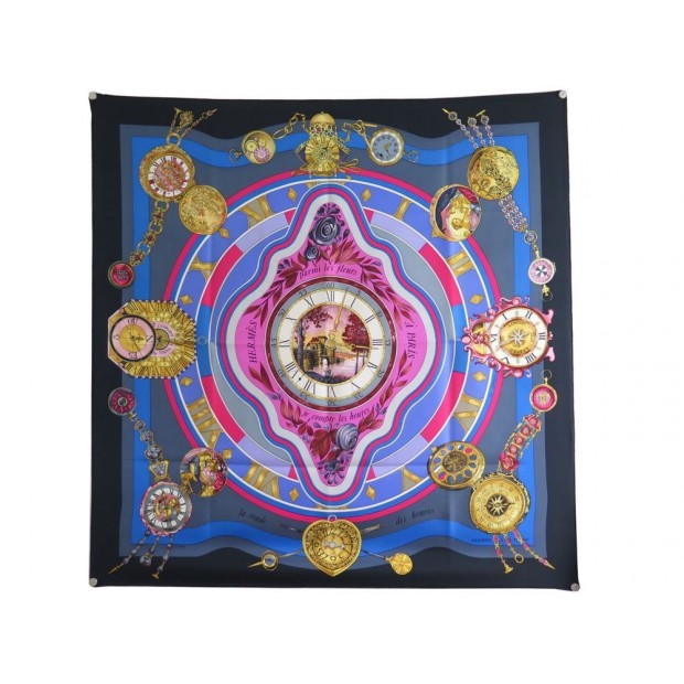 FOULARD HERMES LA RONDE DES HEURES LOIC DUBIGEON CARRE 90 SOIE SILK SCARF 360€