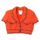 VESTE CHANEL COURTE TAILLE 36 S EN TISSU ET SOIE CORAIL SHORT CORAL JACKET 3680