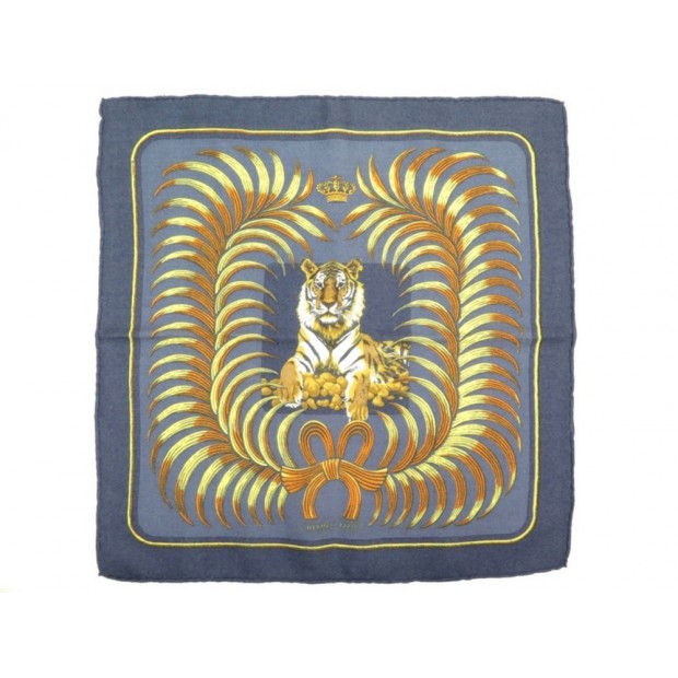 NEUF VINTAGE HERMES TIGRE ROYAL GAVROCHE SOIE CACHEMIRE GRIS CARRE 45 SCARF 165