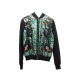 NEUF BOMBER HERMES T40 EN SOIE ET CACHEMIRE NOIR MOTIF SAVANE VERT JACKET NEW