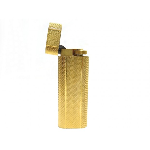 VINTAGE BRIQUET MUST DE CARTIER GUILLOCHE PLAQUE OR GOLD PLATED LIGHTER 