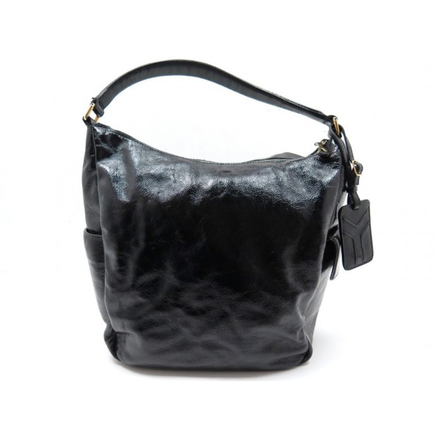 SAC A MAIN YVES SAINT LAURENT HOBO 252592 EN CUIR VERNIS NOIR HAND BAG 1600€