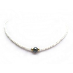 COLLIER DE PERLES FINES BLANCHES 43 CM FERMOIR EN OR 18K SMALL PEARLS NECKLACE