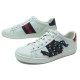 CHAUSSURES GUCCI ACE SERPENT BRODE 460203 36 BASKETS CUIR BLANC SNEAKERS 850