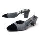 CHAUSSURES CHANEL G31318 39.5 A TALON EN FEUTRE GRIS & VELOURS NOIR SHOES 680