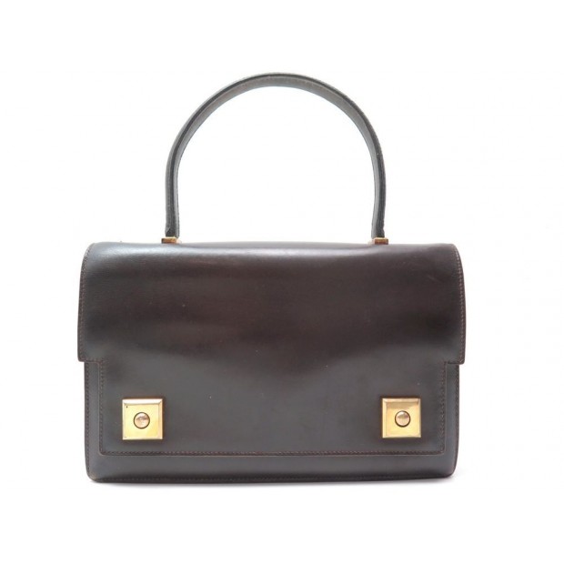 VINTAGE SAC A MAIN HERMES PIANO CUIR MARRON 