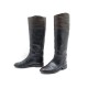 BOTTES CAVALIERES CHANEL G26562 37.5 EN CUIR NOIR & MARRON LOGO CC BOOTS 1230€