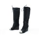 NEUF CHAUSSURES CHANEL BOTTES CUISSARDES 38 DAIM SUEDE NOIR & BLANC BOOTS 1200