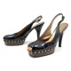 CHAUSSURES MIUMIU 5J4598 39 ESCARPINS CUIR VERNI NOIR PLATEFORME BOIS PUMP 550