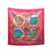 NEUF FOULARD HERMES GRANDS FONDS FAIVRE CARRE 90 CM SOIE ROSE + BOITE SCARF 360€