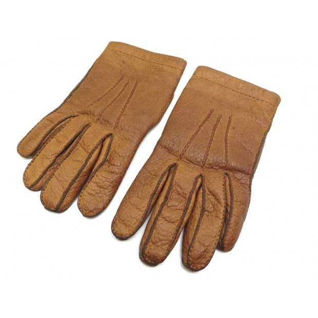 GANTS HERMES EN CUIR ET CACHEMIRE MARRON T 8.5 HOMME + BOITE LEATHER GLOVES 600€