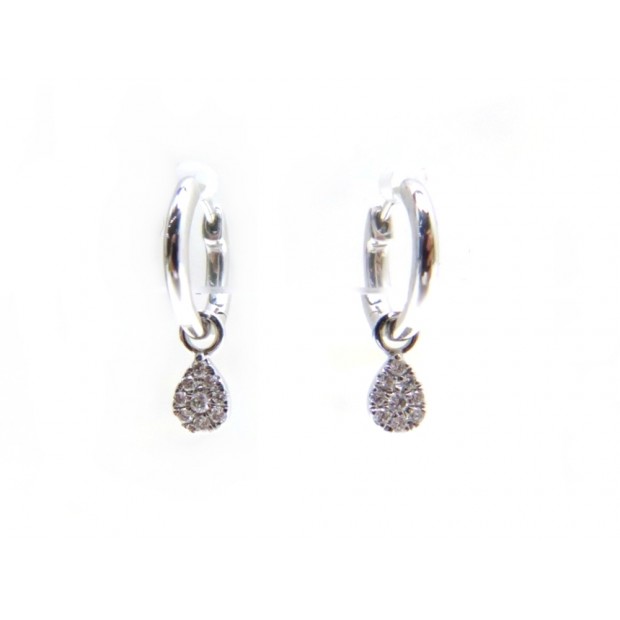 NEUF BOUCLES D'OREILLES DJULA MINI CREOLES POIRES DIAMS 999.24531 OR BLANC 700€